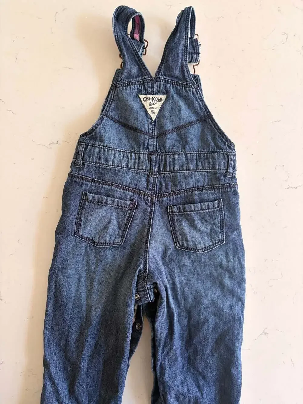 Vintage OshKosh B'gosh Girls Denim Bib Overalls 18M Plaid lined